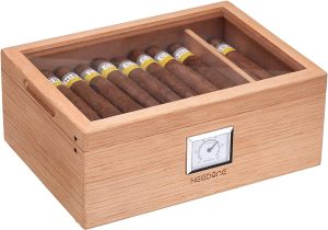 Needone Cigar Humidors with Humidifier Hygrometer & Removable Divider