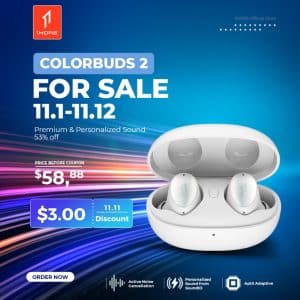 1MORE ColorBuds 2 Bluetooth 5.2 ANC Earphones