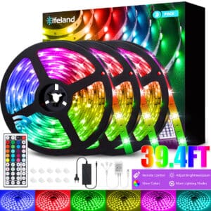 39.4ft Color Changing RGB LED Light Strip with 44-Key IR Remote Controller
