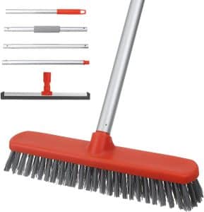 2-in-1 Floor Scrub Brush w/ Squeegee Window Cleaner Kit