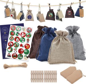 Joyxeon Children’s Advent Calendar w/ 24 Jute Bags