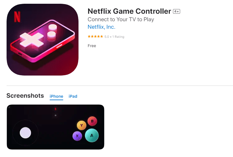 Netflix Gamepad app