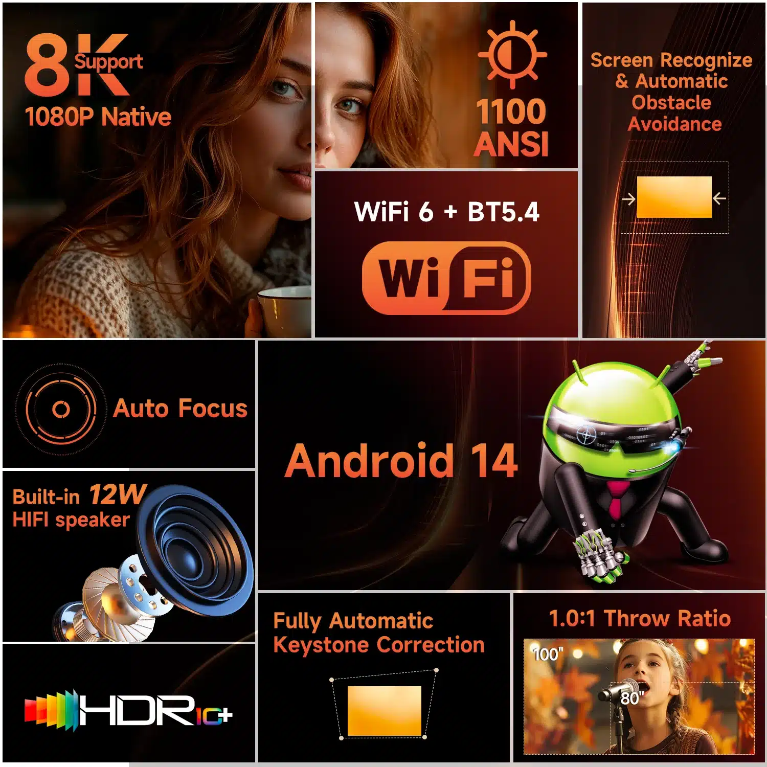 Magcubic HY450MAX Portable 1080P Android WiFi6 Projector