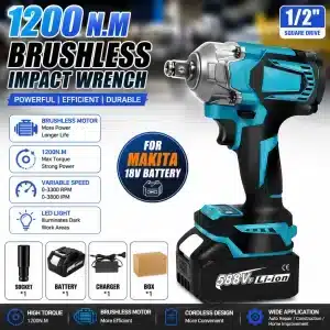 1200N.m Brushless Ασύρματο Γωνιακό Κλειδί για Μπαταρία Makita 18V