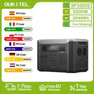 OUKITEL BP3000E Przenośna Stacja Zasilania 2048Wh Bateria LiFePO4 Generator Słoneczny 3200W