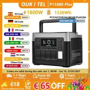 OUKITEL P1500 PLUS 1800W Przenośna Stacja Zasilania 1536Wh