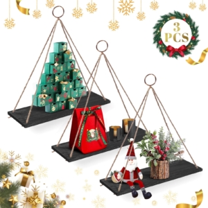 3-Set Wall Shelf Modern Wood Christmas Decor Floating Shelves