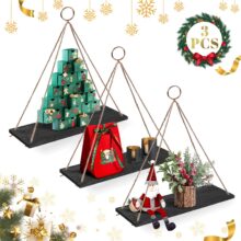 3-Set Wall Shelf Modern Wood Christmas Decor Floating Shelves