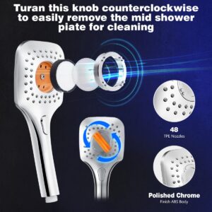 Adjustable Rainfall Showerhead & Handheld Shower Combo 1.5m