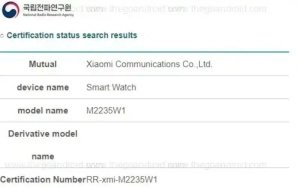 Xiaomi Watch M2235W1 Passed Certification And Says to Run Google Wear OS