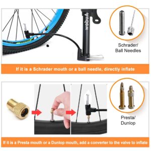 Audew 160 PSI Bike Pump w/ Ball Needle Kit