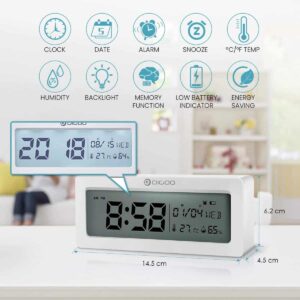 Digoo Digital Alarm Clock for Time/Weekday/Date/Humidity/Temperature