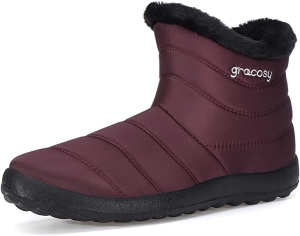 Gracosy Anti-Slip Short Snow Boots for Women