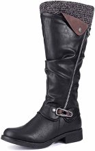 Gracosy Leather Knee Boots