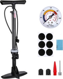 Audewdirect Bike Pump 230PSI w/ Pressure Gauge
