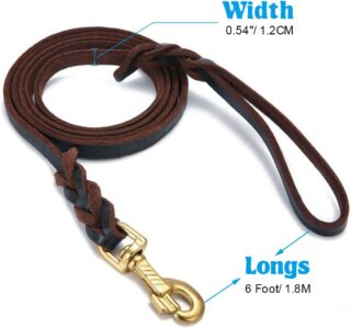 Leather Dog Leash 6 ft Single Handle