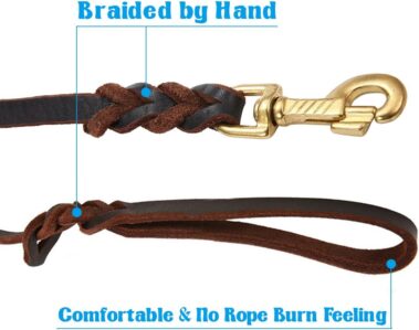 Leather Dog Leash 6 ft Single Handle