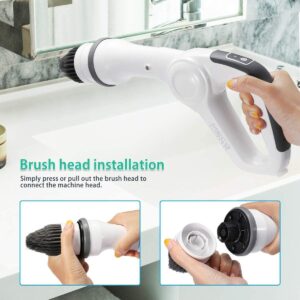 MECO Electric Spin Scrubber w/ 3 Replaceable Brush Heads for Home Cleaning
