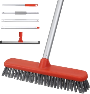 2-in-1 Floor Scrub Brush w/ Squeegee Window Cleaner Kit