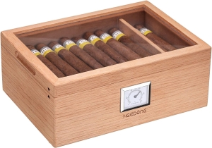 Needone Cigar Humidors with Humidifier Hygrometer & Removable Divider
