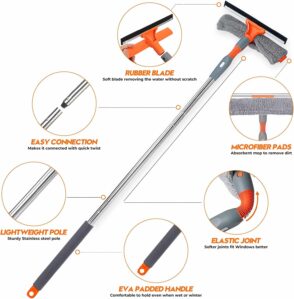 Bestnifly 2-in-1 Window Squeegee Cleaner w/ Extension Pole
