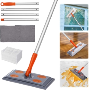 2-Piece Microfiber Reusable Mop Pads w/ 30-Piece Disposable Cloth Mops