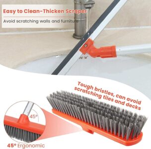 2-in-1 Floor Scrub Brush w/ Squeegee Window Cleaner Kit