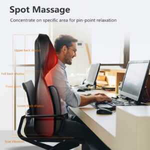 Binecer Neck & Back Massager Cushion Pad w/ Heat Shiatsu