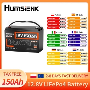 Humsienk 12V 150Ah LiFePO4 lítium akkumulátor 110A BMS-sel