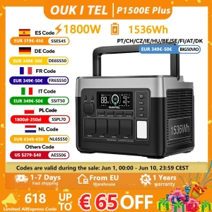 OUKITEL P1500 PLUS 1800W Przenośna Stacja Zasilania 1536Wh