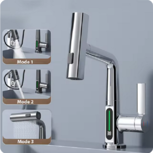 Waterfall Temperature Digital Display Basin Faucet