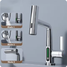Waterfall Temperature Digital Display Basin Faucet
