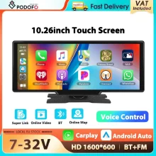 Podofo 10.26″ Έξυπνη Οθόνη Αυτοκινήτου Player με Carplay & Android Auto
