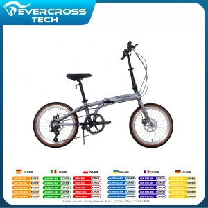EVERCROSS TECH EM1 Składany rower 20″ – 7 biegów Aluminium