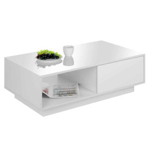 High Gloss LED Side Coffee Table w/ 2 Drawers