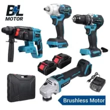 Drillpro Cordless 4-Tool Power Kit with 2 Batteries