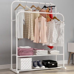 Metal Removable Stand Clothes Rack w/ Wheels