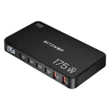 Blitzwolf BW-S30 175W 6-portowa ładowarka stacjonarna GaN z cyfrowym wyświetlaczem