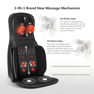 Binecer Neck & Back Massager Cushion Pad w/ Heat Shiatsu