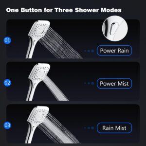 Adjustable Rainfall Showerhead & Handheld Shower Combo 1.5m