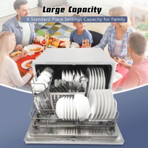 Warmtoo Countertop Built-in Dishwashers White w/ LED Display