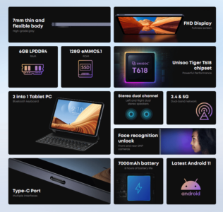 Chuwi HiPad Air Tablet 10.3 Inch Android 11 T618 6/128GB